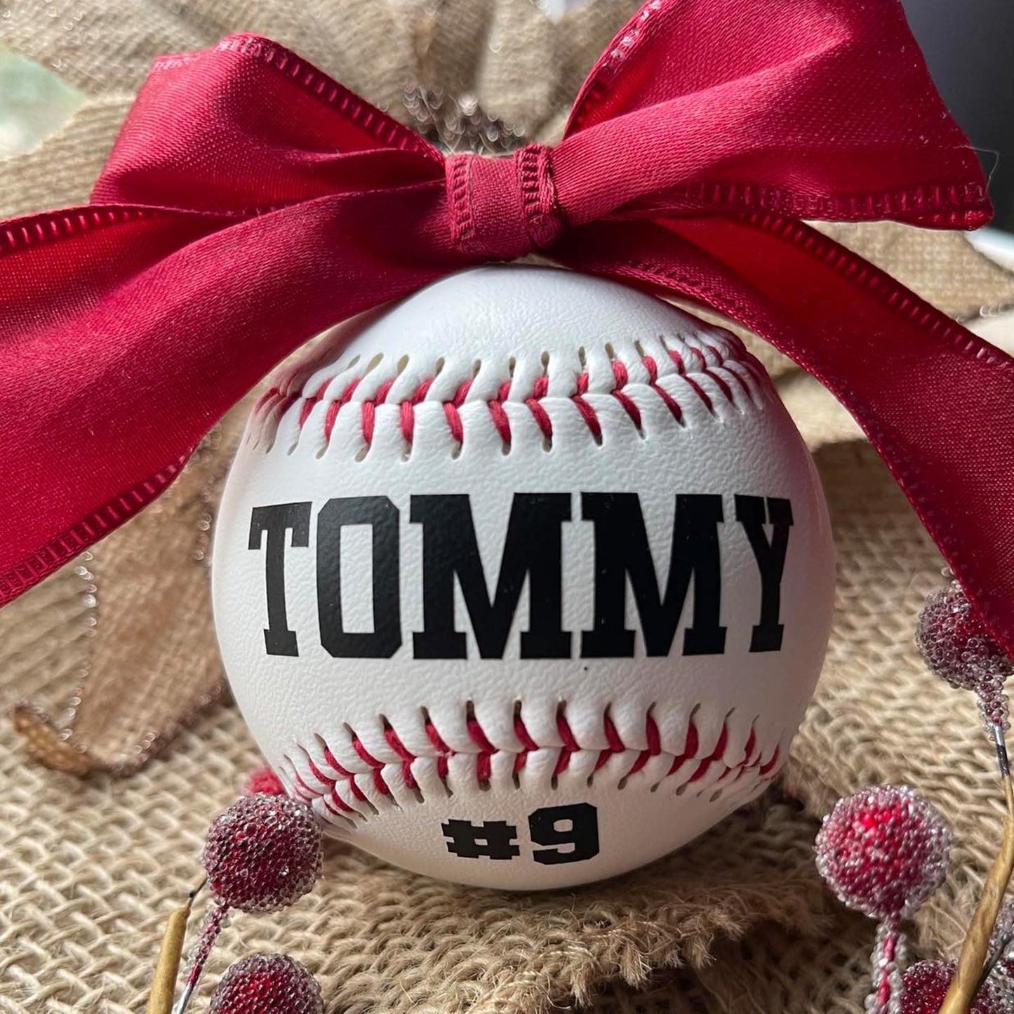 Custom Made Real Baseball Christmas Ornament