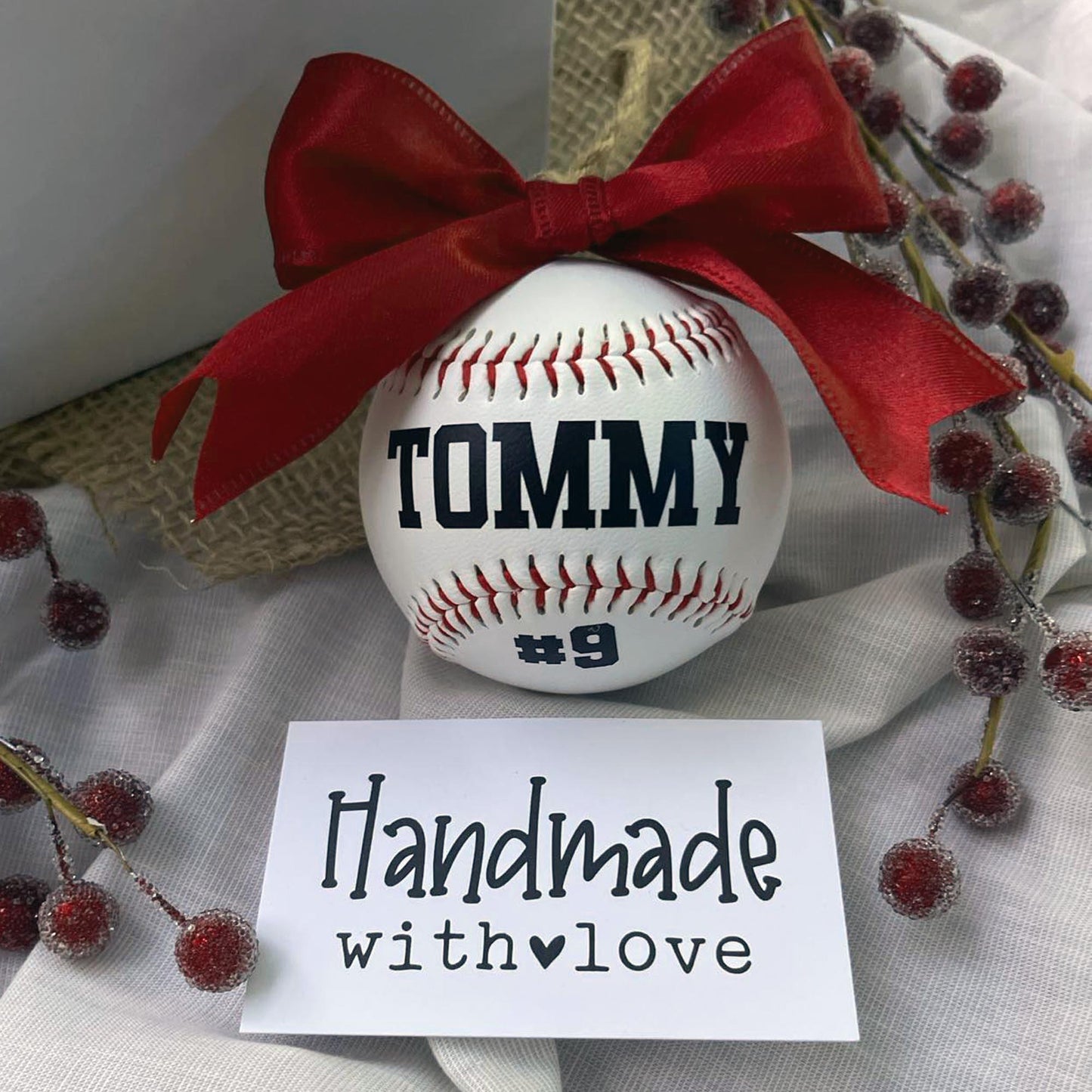 Custom Made Real Baseball Christmas Ornament