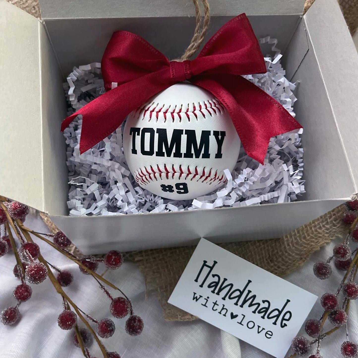 Custom Made Real Baseball Christmas Ornament