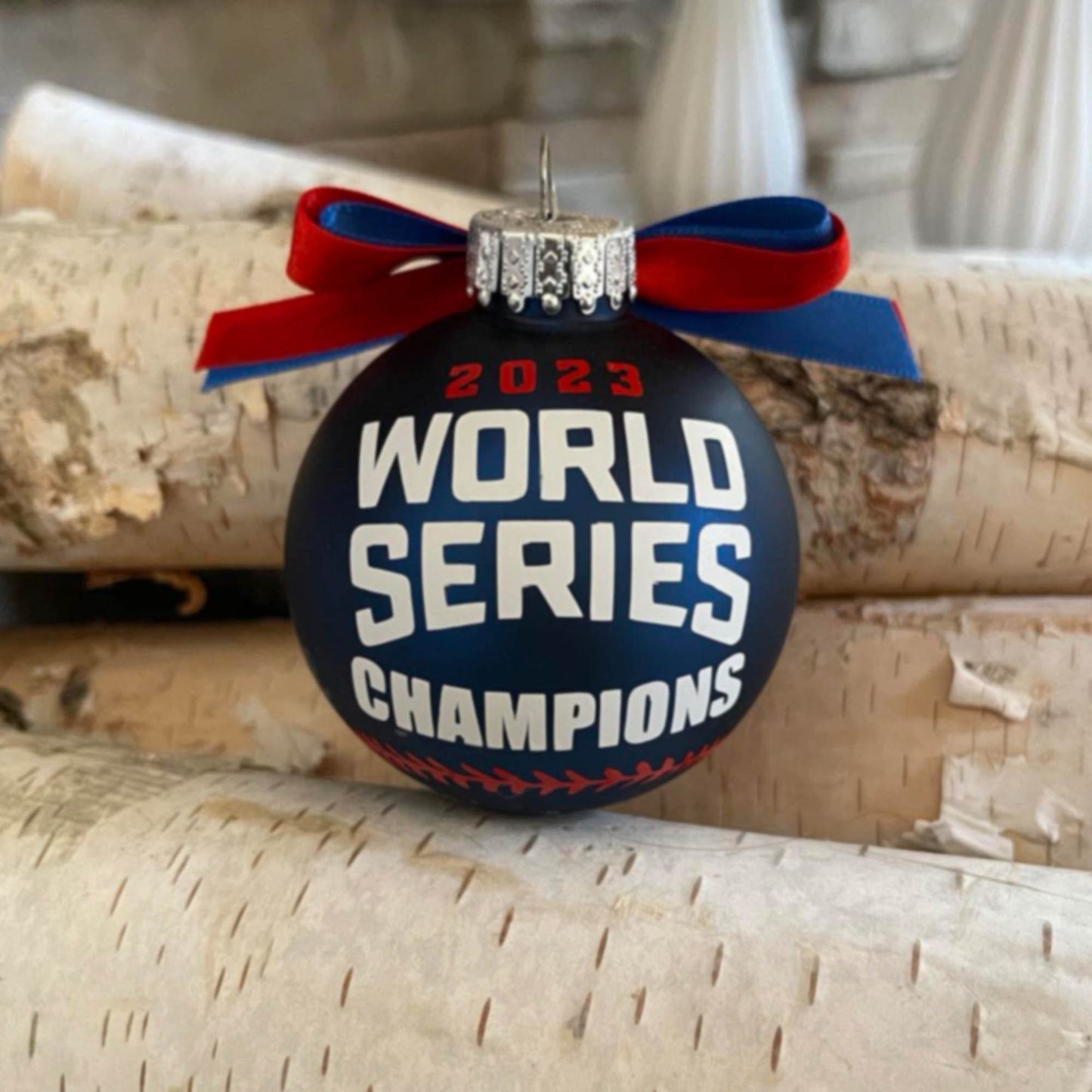 Texas Rangers 2023 World Series Champions Handmade Glass Ornament