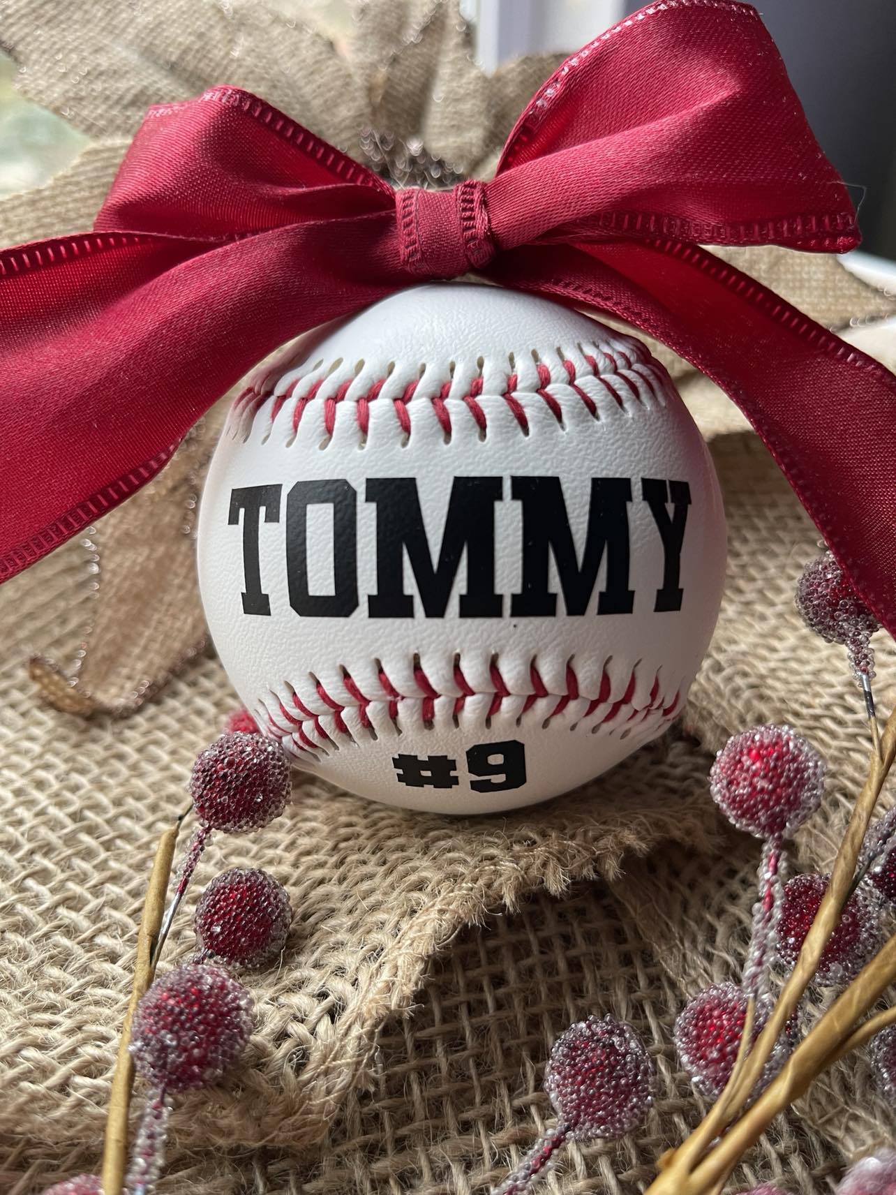 Custom Made Real Baseball Christmas Ornament