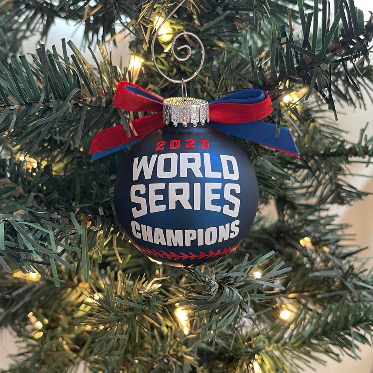 Texas Rangers 2023 World Series Champions Handmade Glass Ornament