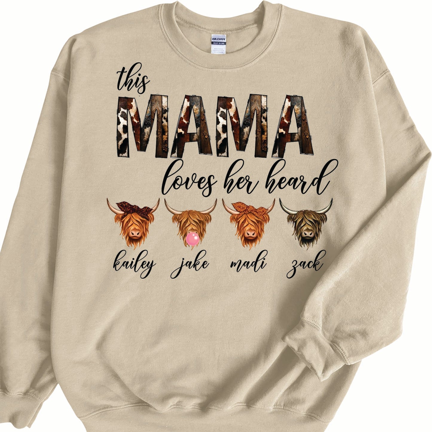 This Mama Loves Her Herd Personalized Highland Cow Sweatshirt