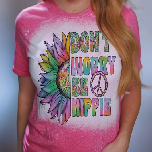 Don't Worry Be Hippie Bleach Splatter Tshirt