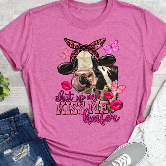 Shut Up And Kiss Me Heifer - Funny Valentine's Day Cute Farm Cow T-Shirt