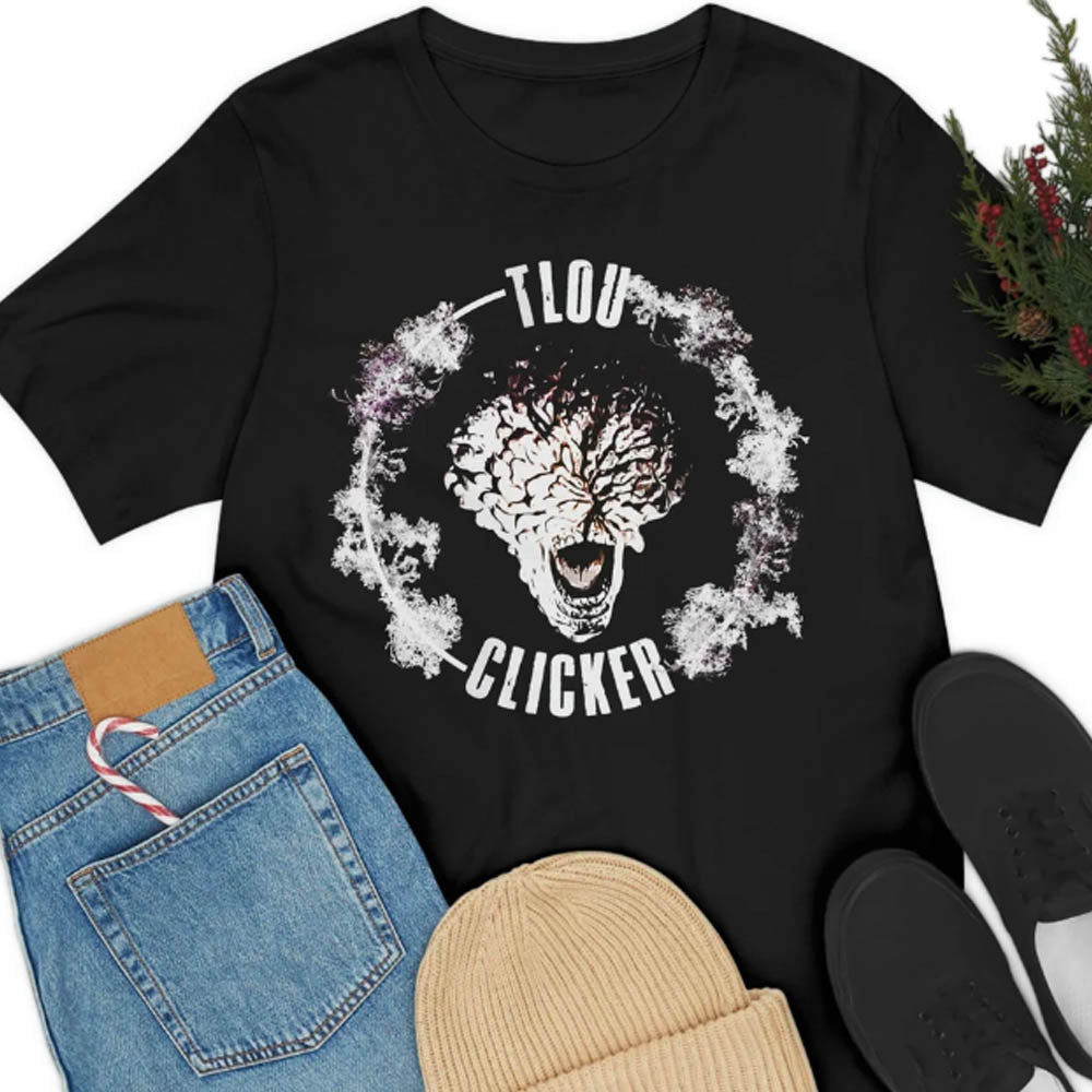 TLOU Clicker Head The Last of Us Fungus Black Tshirt